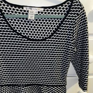MAX STUDIO Black/White Quarter sleeved mid-dress